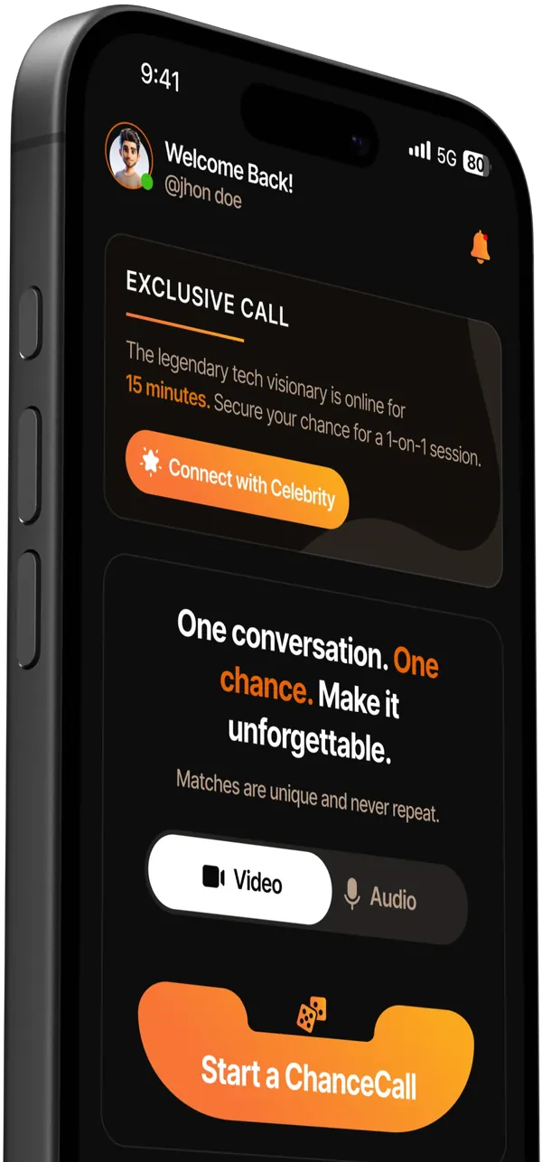 ChanceCall Dark Mobile App Screen